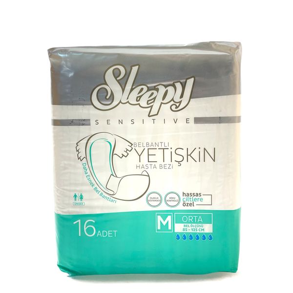 Підгузки для дорослих "Sleepy" SENSITIVE ADULT M (85-125 см) 16 шт 1864 фото