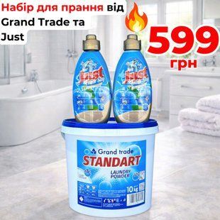 Порошок Standart 10 кг та два ополіскувачі Just 960 мл 8023 фото