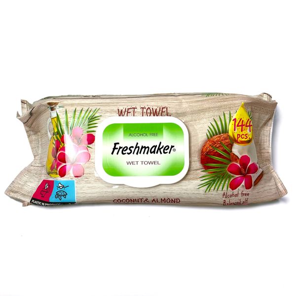 Вологі серветки "Freshmaker" EXTRA JUMBO Мигдаль і кокос 144 шт 1851 фото