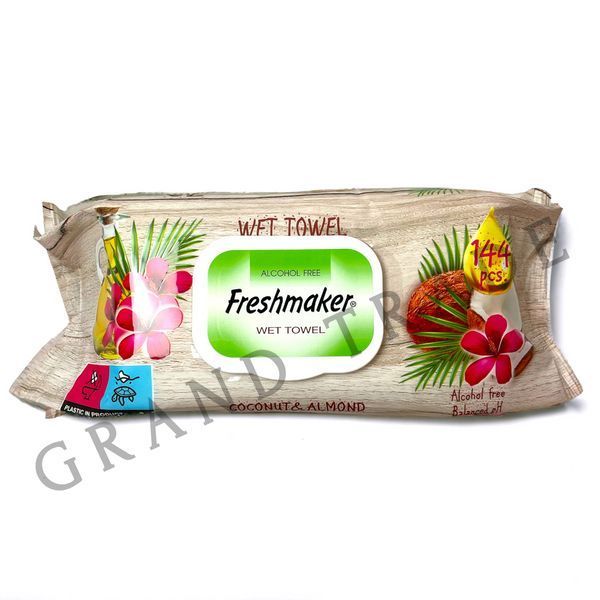 Влажные салфетки "Freshmaker" EXTRA JUMBO Миндаль и кокос 144 шт 1851 фото