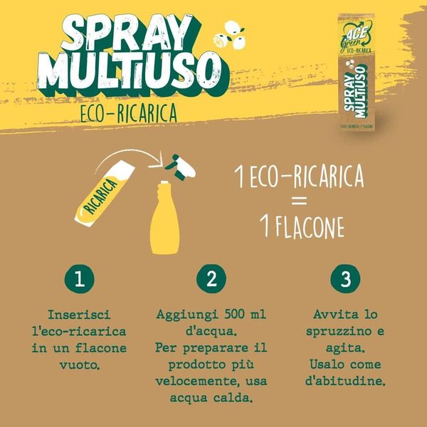 Еко-заправка для очищення скла, кришталю та інших поверхонь ACE Spray Multiuso 15 г (на 500 мл води) 1741 фото