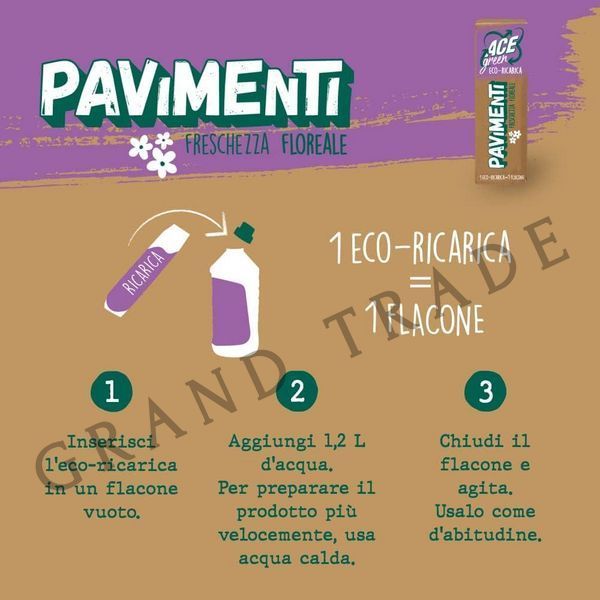 Эко-заправка для очистки полов ACE green Pavimenti Eco-ricarica 24 г (на 1,2 л воды) 1742 фото